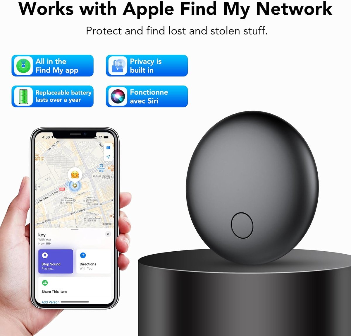 SmartTag voor Apple IOS - GPS Tracker - IP67 Waterdicht -