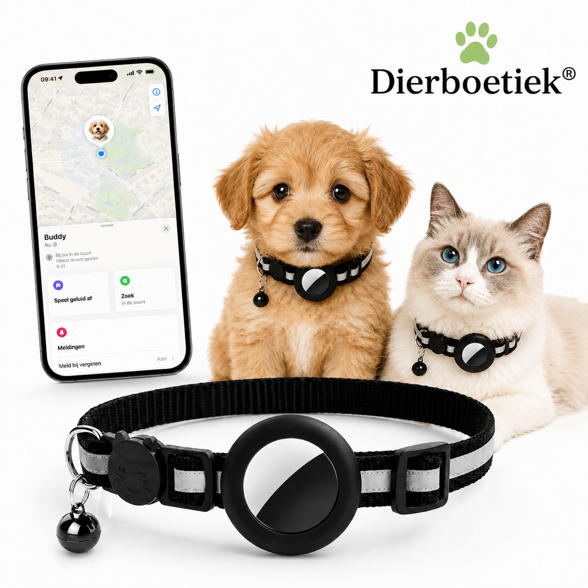 Kattenhalsband Inclusief Tag Voor Android - Verstelbaar - Tracker - Max. 32cm omtrek