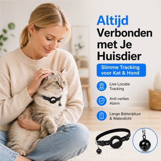 Kattenhalsband Inclusief Tag Voor Android - Verstelbaar - Tracker - Max. 32cm omtrek