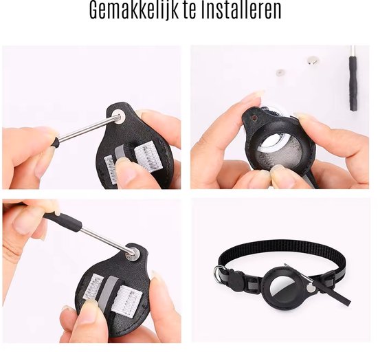 Dierboetiek Hondenhalsband En (Grote) Kattenhalsband Inclusief Android Tracker Tag – Zwart – Verstelbaar - Meerdere maten - Android