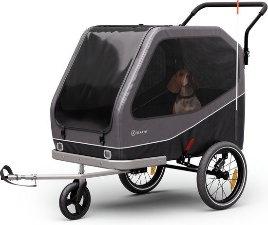 Topmast fietsaanhanger - Inklapbaar - Antraciet - Met Joggerfunctie en zwenkwiel
