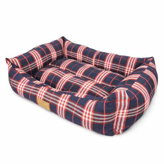 Topmast Dänish Hondenmand - 70 x 50 x 12 cm- Tartan Blauw & Rood