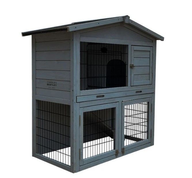 Konijnenhok hout grey washed