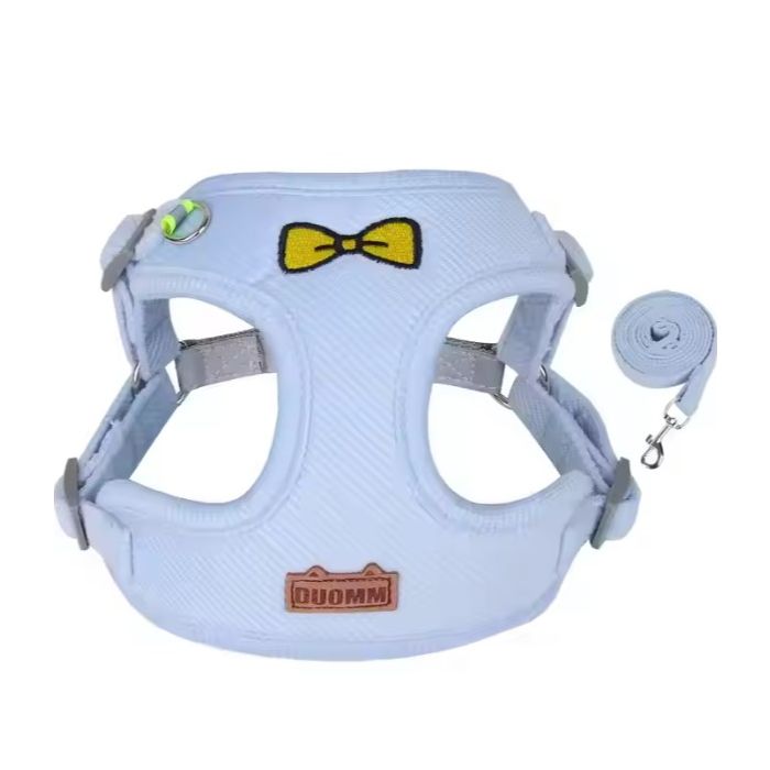 Soft pluche Hondentuigje + looplijn - Comfort - Blauw