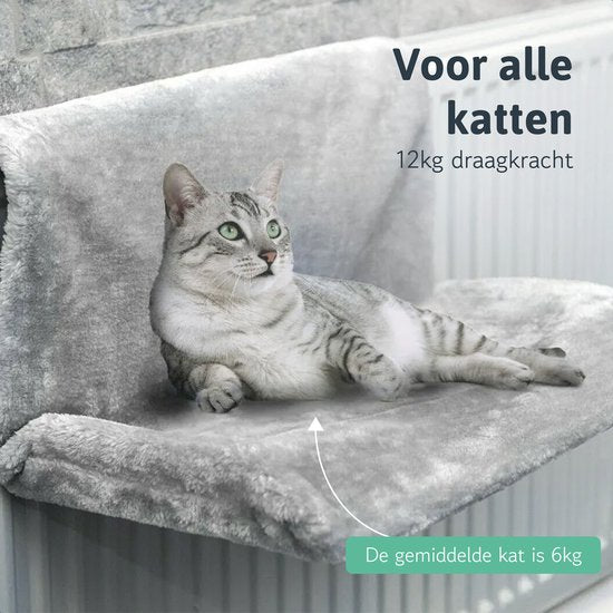 Topmast radiator hangmat - Fleecebed voor de kat - Grijs